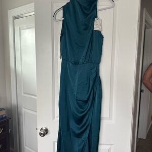 Elegant Teal One-Shoulder Dress